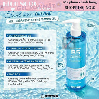 Sữa rửa mặt Sạch Sâu,Cấp Ẩm B5 Pretty. Skin 300ml