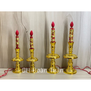 Đèn thờ lư cầy, đèn thờ cây nến đỏ - Đèn Lư cầy truyền thống - giá bán/1 cặp + bóng led