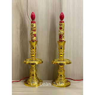 Đèn thờ lư cầy, đèn thờ cây nến đỏ - Đèn Lư cầy truyền thống - giá bán/1 cặp + bóng led