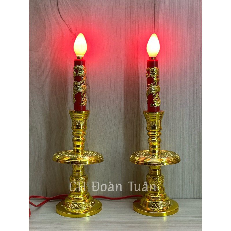 Đèn thờ lư cầy, đèn thờ cây nến đỏ - Đèn Lư cầy truyền thống - giá bán/1 cặp + bóng led