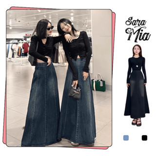  Chân váy chữ A dài Saramia váy bò vải jean cạp cao khóa sườn tôn dáng V16 