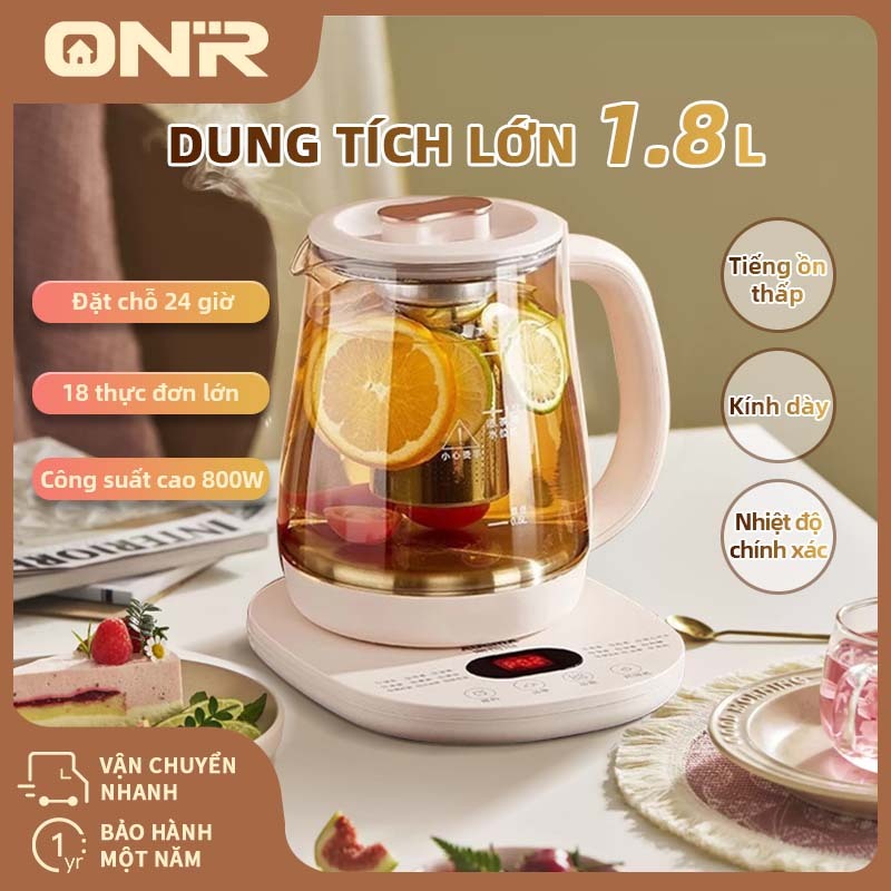 ONR-Ấm Siêu Tốc Giữ Nhiệt1.8L, Ấm Đun Nước Điện,Đa Chức Năng 800W, Ấm Đun Nước