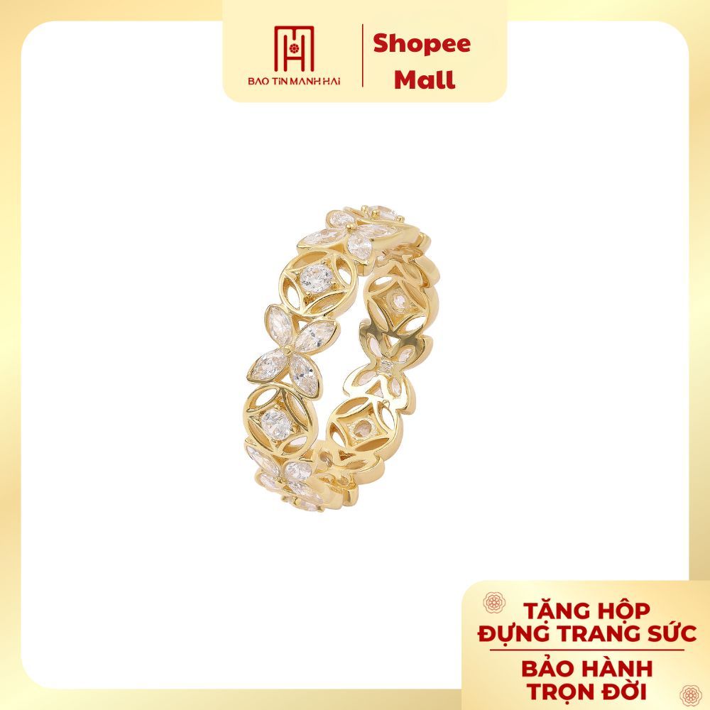  Nhẫn kim tiền vàng 10K Bảo Tín Mạnh Hải họa tiết kim tiền thần tài đính đá BST BTN1V10KDH-412001 