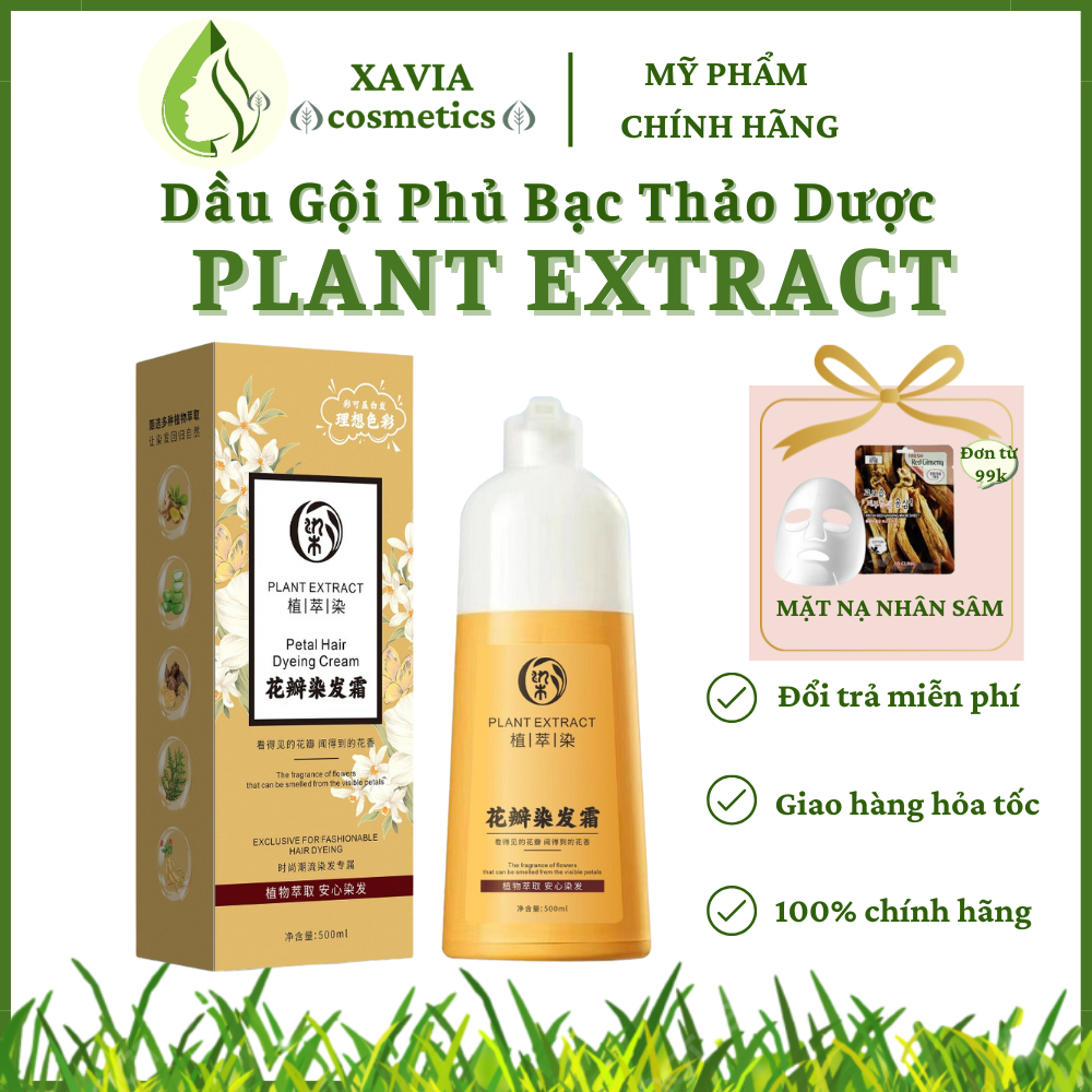 Dầu gội phủ bạc Plant Extract ZHIHUASHI - Dầu gội nhuộm tóc thảo dược bền màu lâu phai, tạm biết mái tóc muối tiêu