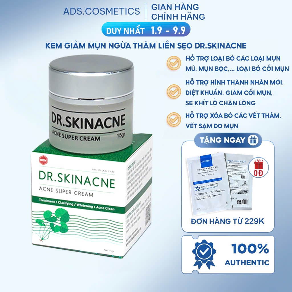 Kem giảm mụn ngừa thâm liền sẹo DR.SKINACNE chính hãng