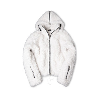  Áo khoác len "GOLDIE FAUX FUR MULTI ZIPPER" màu trắng 