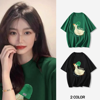 Áo thun nữ chất cotton ngắn tay dáng rộng in họa tiết phong cách Hàn Quốc