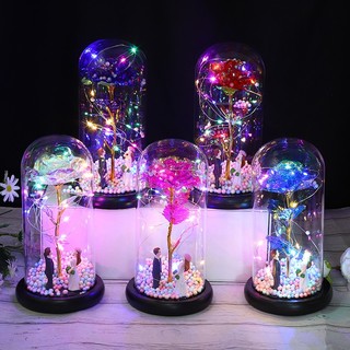  Hoa Hồng Vĩnh Cửu Trong Vòm Kính Đế Gỗ Đèn Led - Quà Valentine - sinh nhật - 8 tháng 3 - Lãng mạn 