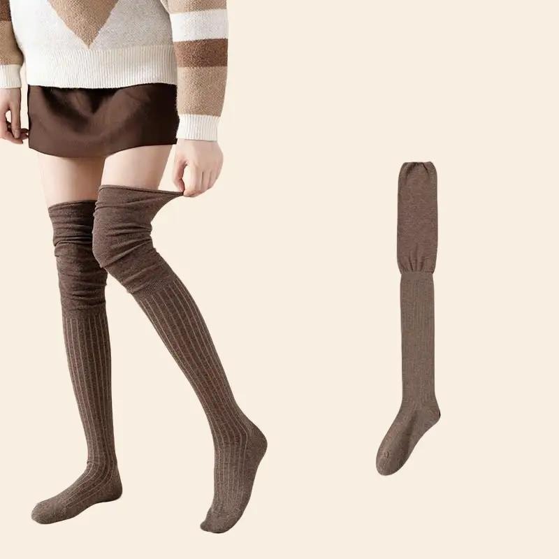 Tất dài qua gối nữ nhún trơn cao cổ tất nhún đi boot vớ đùi dài qua gối thời trang cotton Bluehope | BigBuy360 - bigbuy360.vn