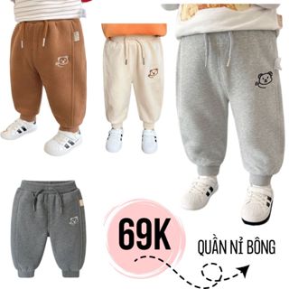 Quần nỉ bé trai bé gái mặc mùa đông siêu ấm, chất dày dặn trần bông giặt tay giặt máy kiểu dáng bomber jogger Hàn Quốc
