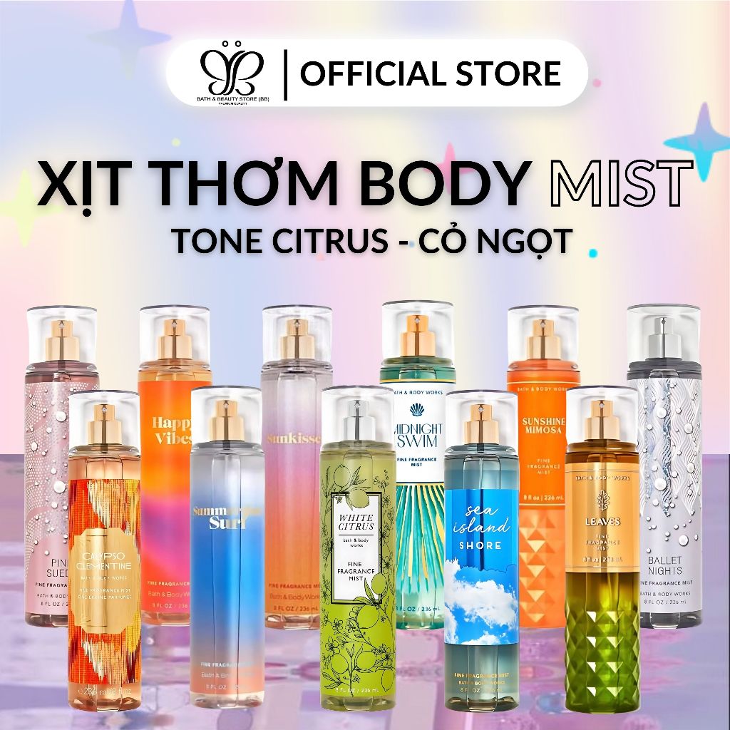 Body mist Xịt thơm body mist Bath & Body Works tone citrus full size 263ml