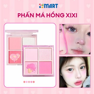 Phấn má hồng mịn lì XiXi 4 ô nhũ sáng highlight trang điểm tích hợp phấn mắt nhũ lì bền màu.