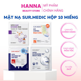Mặt Nạ SUR MEDIC, Mặt Nạ Cấp Ẩm Phục Hồi Dưỡng Trắng Da Hộp 10 miếng, Hanna Beauty Store