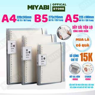 Sổ còng MIYABI bìa sổ còng sắt a4 a5 b5 binder vở kẻ ngang kèm ruột giấy refill làm sổ tay ghi chép