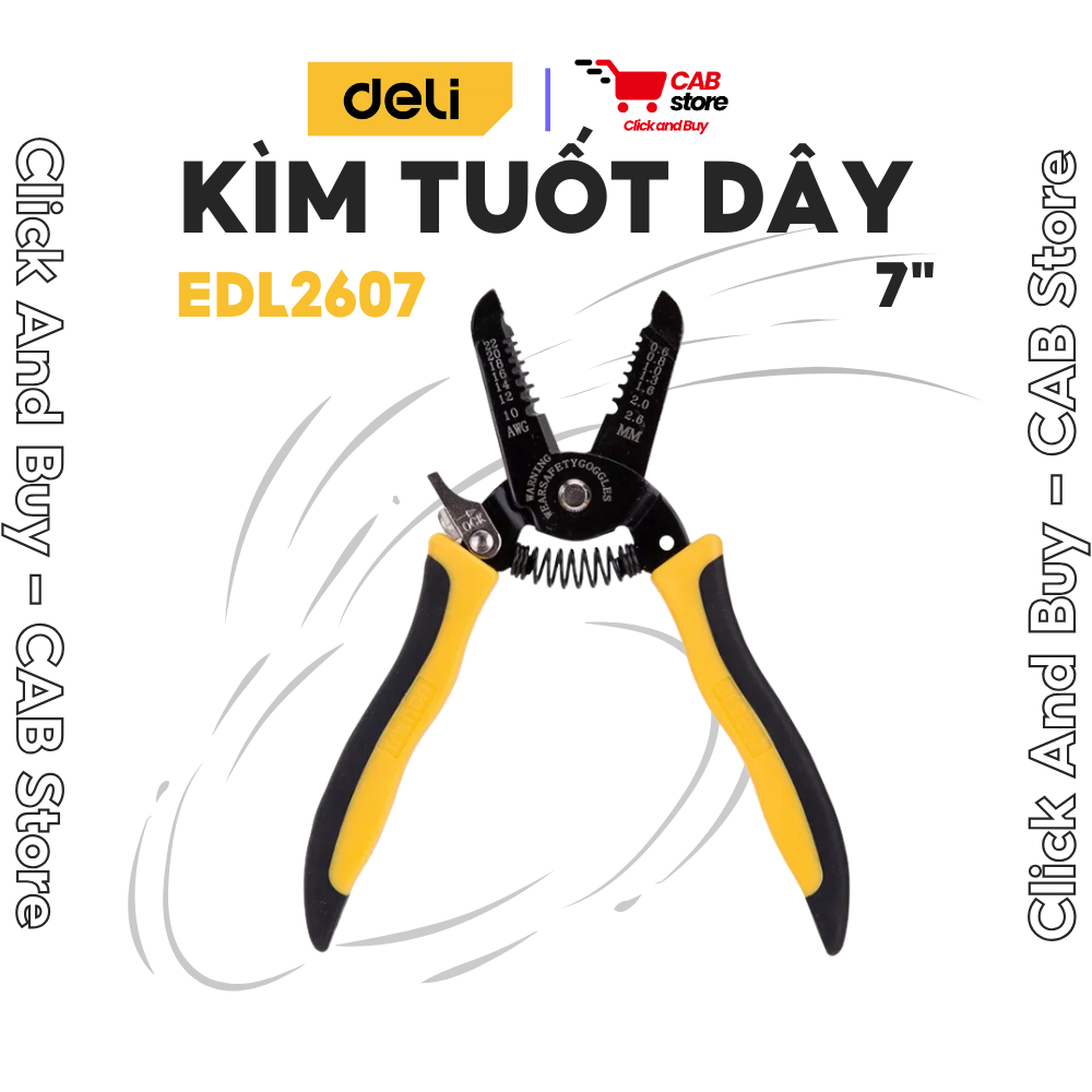 Kìm Tuốt Dây Điện Deli EDL2607 Chính Hãng, An Toàn, Tiện Lợi - Dụng Cụ Sửa Chữa Điện