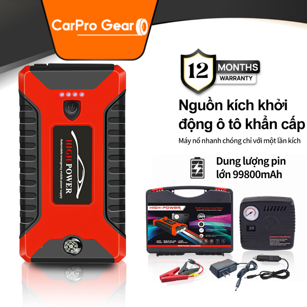 Bộ kích điện khẩn cấp cho xe hơi cao cấp, dung lượng lớn 99800mAh