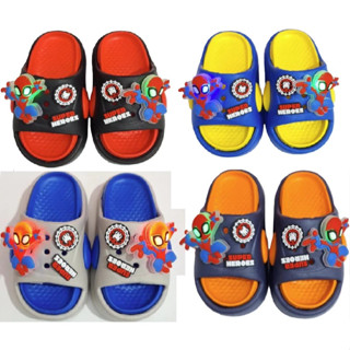  ĐÈN NHẤP NHÁY- Dép bánh mì cho bé trai hình siêu nhân nhện có đèn đế cao siêu nhẹ êm chân bé 