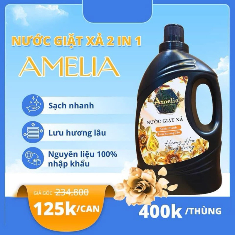 Nước giặt xả Amelia hữu cơ nguyên liệu nhập khẩu Đức