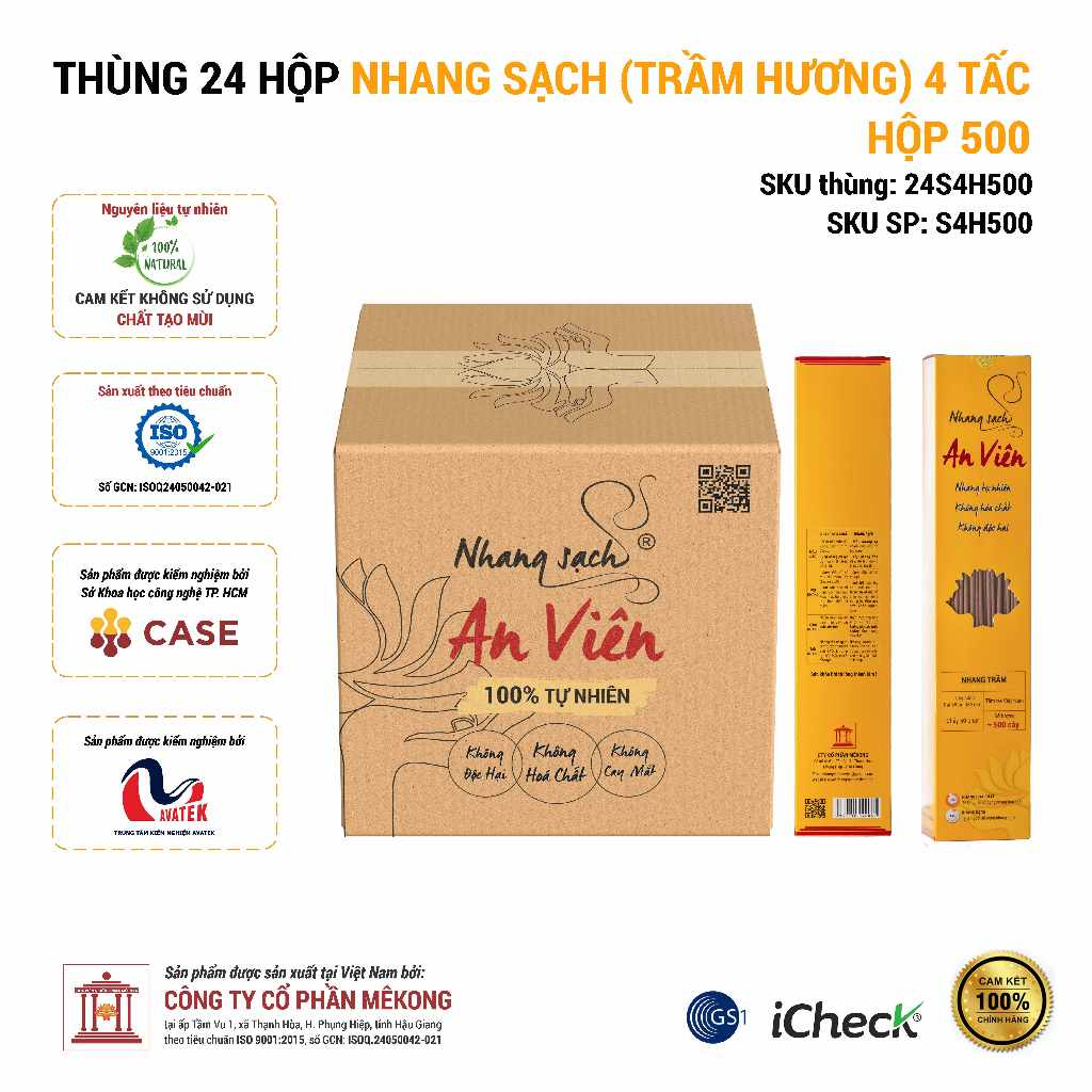 Thùng 24 hộp nhang sạch (Trầm hương) 4 tấc - H500