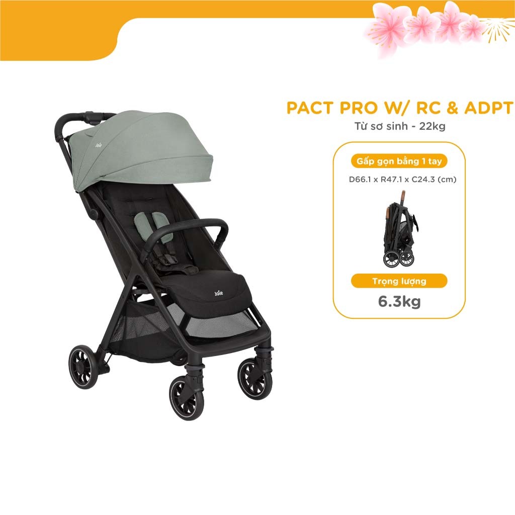 Xe đẩy cho bé Joie Pact Pro W/ RC & ADPT | Xe đẩy gấp gọn cho bé sơ sinh đến 22 kg dễ dàng di chuyển