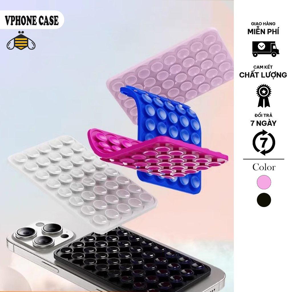 Miếng Dán Điện Thoại Silicon Hai Mặt 32 Giác Hút Cố Định Chống Trơn Trượt Mọi Địa Hình VPHONE CASE