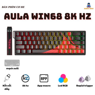 Bàn phím cơ gaming AULA WIN68 - Magetic Switch - Rapid Trigger - Led RGB - Có APP tùy chỉnh - Tặng kèm móc cài