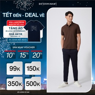 Áo thun nam Polo vải cotton thấm hút mồ hôi thương hiệu Determinant - màu Nâu [P01]