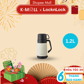 Bình giữ nhiệt LocknLock cỡ đại LHC1484 1,2L Màu Trắng Ngà - có quai xách, nắp làm cốc nước - K-MALL