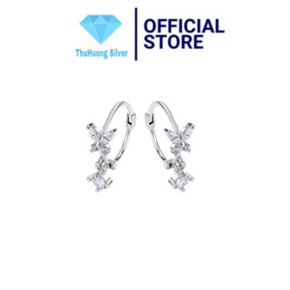  Bông tai nữ hồ điệp đính đá treo sáng đẹp  chuẩn bạc ta làng nghề - THU HUONG SILVER 