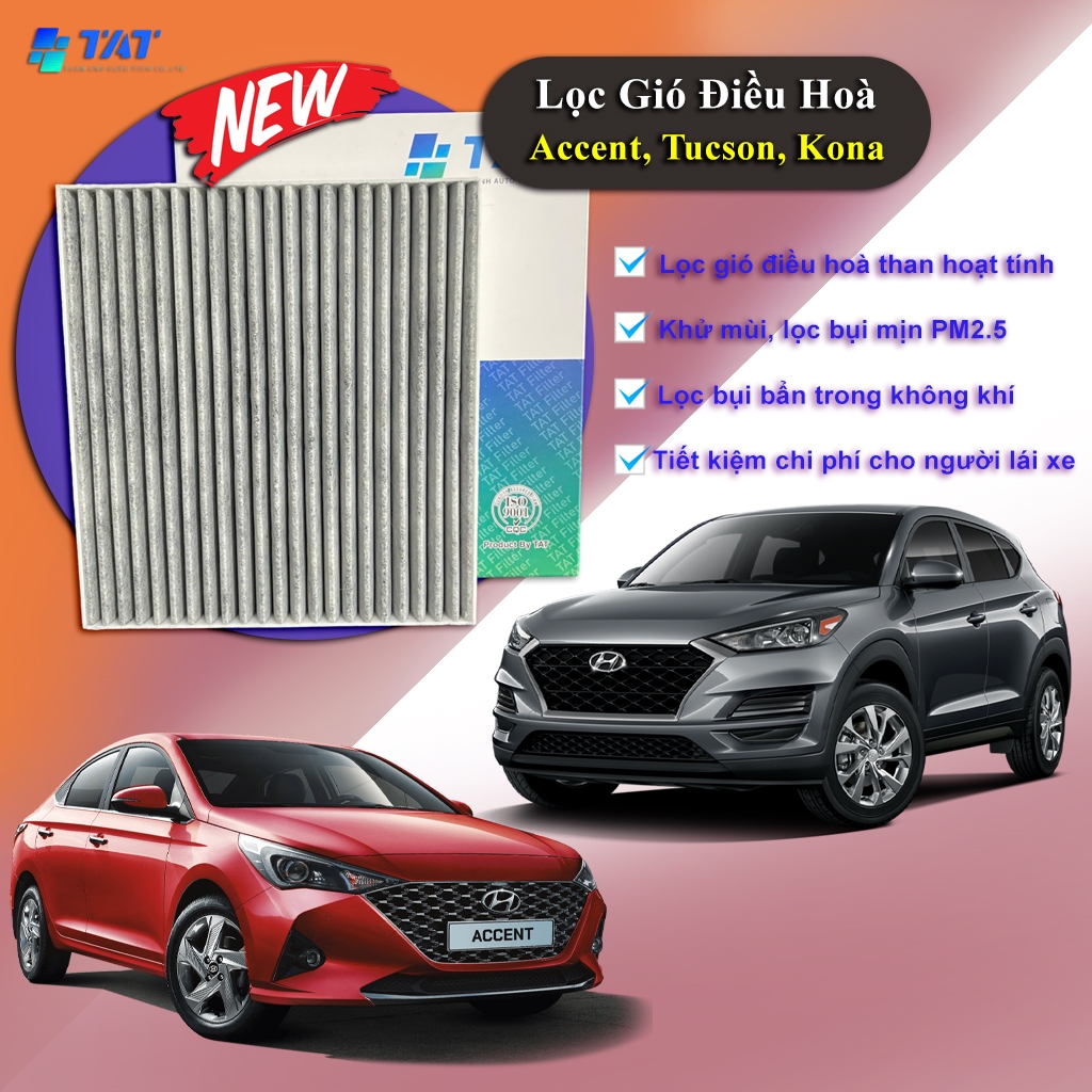 Lọc gió điều hòa, máy lạnh Than hoạt tính xe Accent, Tucson, Kona, Mã: 97133-D1000 - TAT Filter