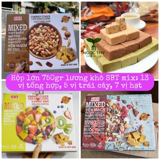 Hộp lớn 750GR mix tổng hợp 13 vị lương khô ăn kiêng ít ngọt SBT (50-51 viên)