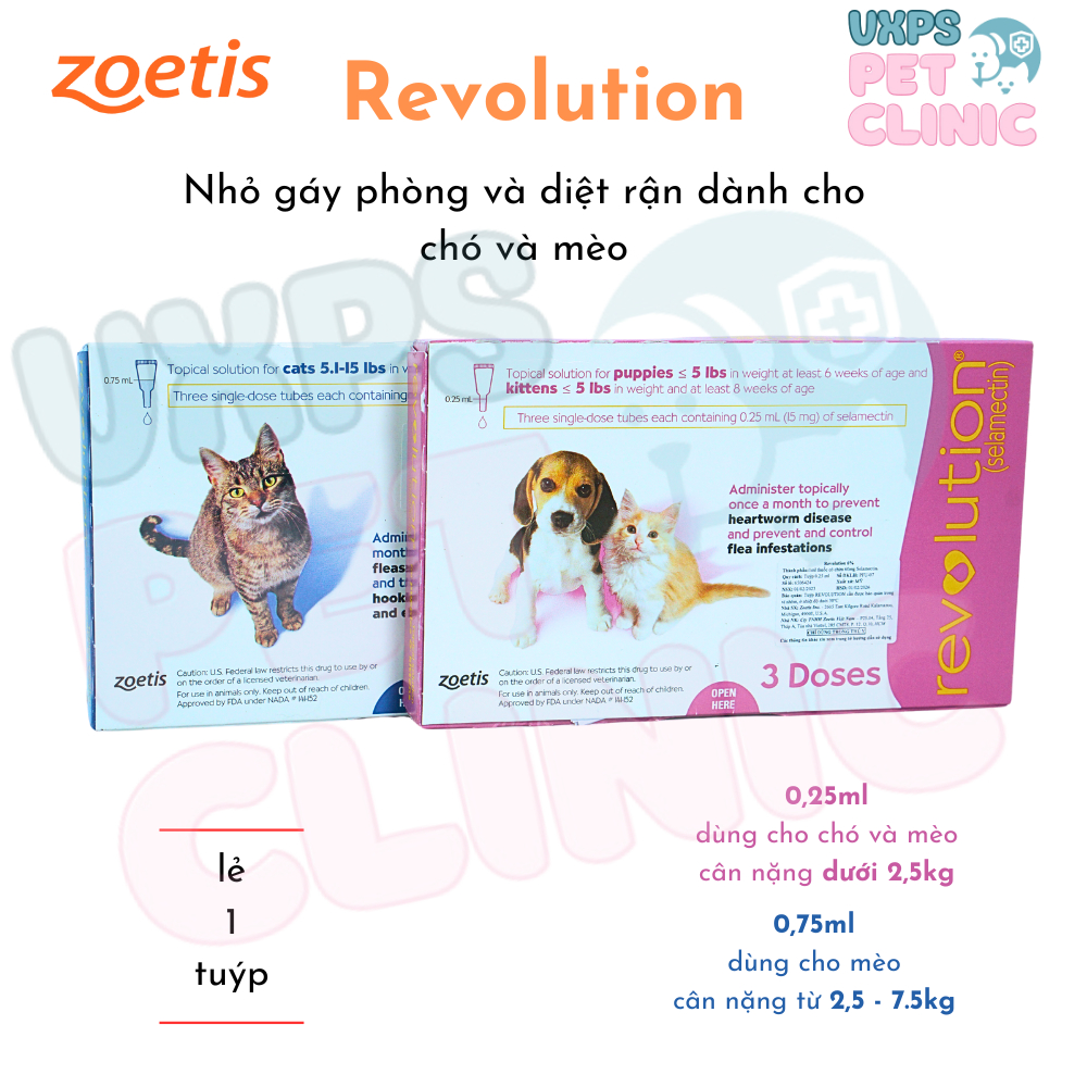 Revolution - Nhỏ Gáy Phòng Và Diệt Ve, Rận Dành Cho Mèo (1 Tuýp)