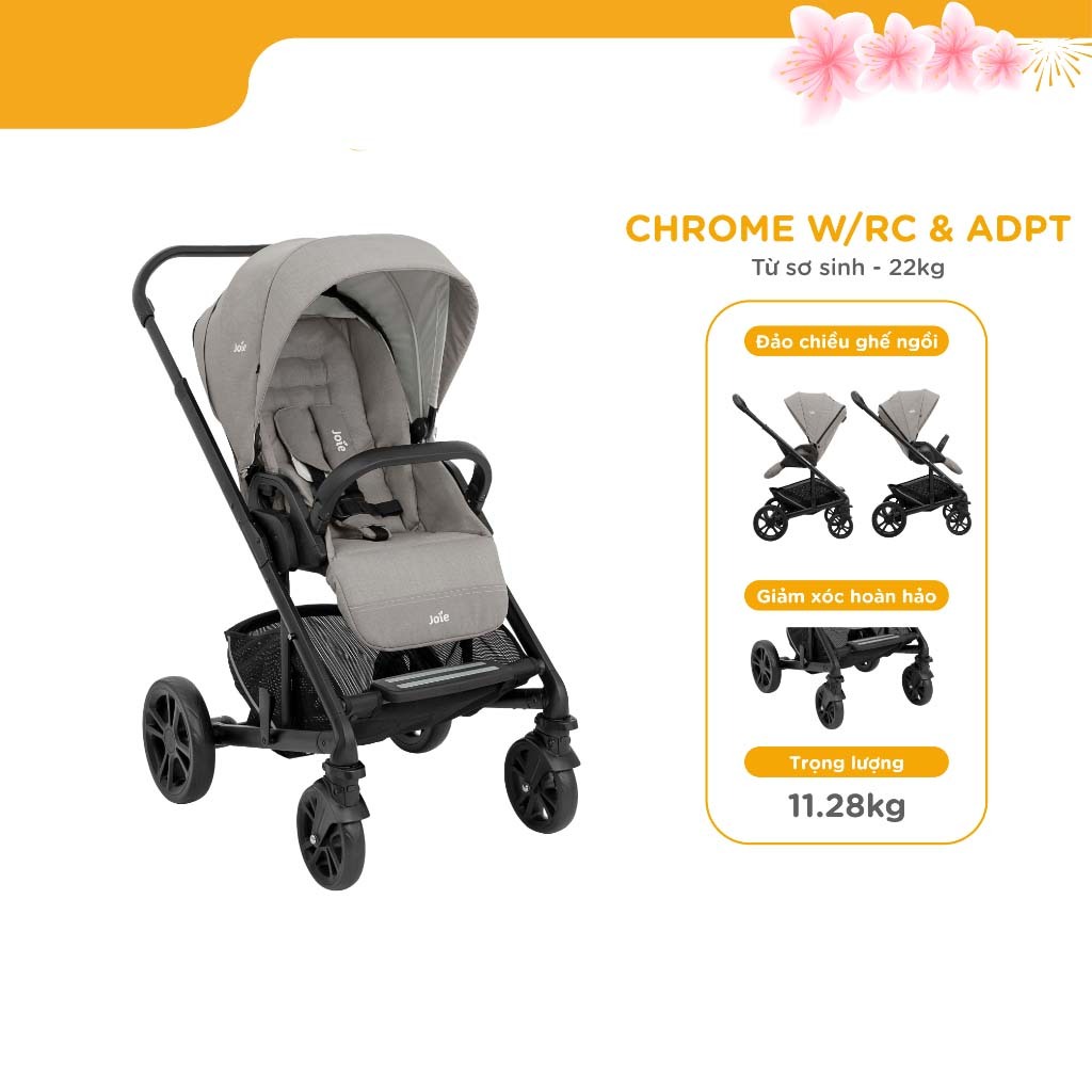 Xe đẩy cho bé Joie Chrome W/RC & ADPT | Xe đẩy trẻ em gấp gọn có thể đảo chiều ghế ngồi