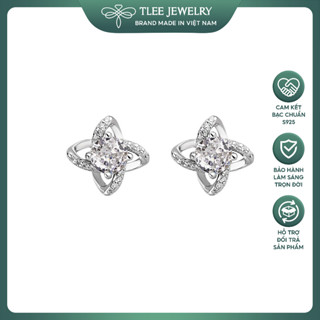Khuyên tai bạc nữ TLEE hoa xoáy đính đá nữ tính TLEE JEWELRY B0417