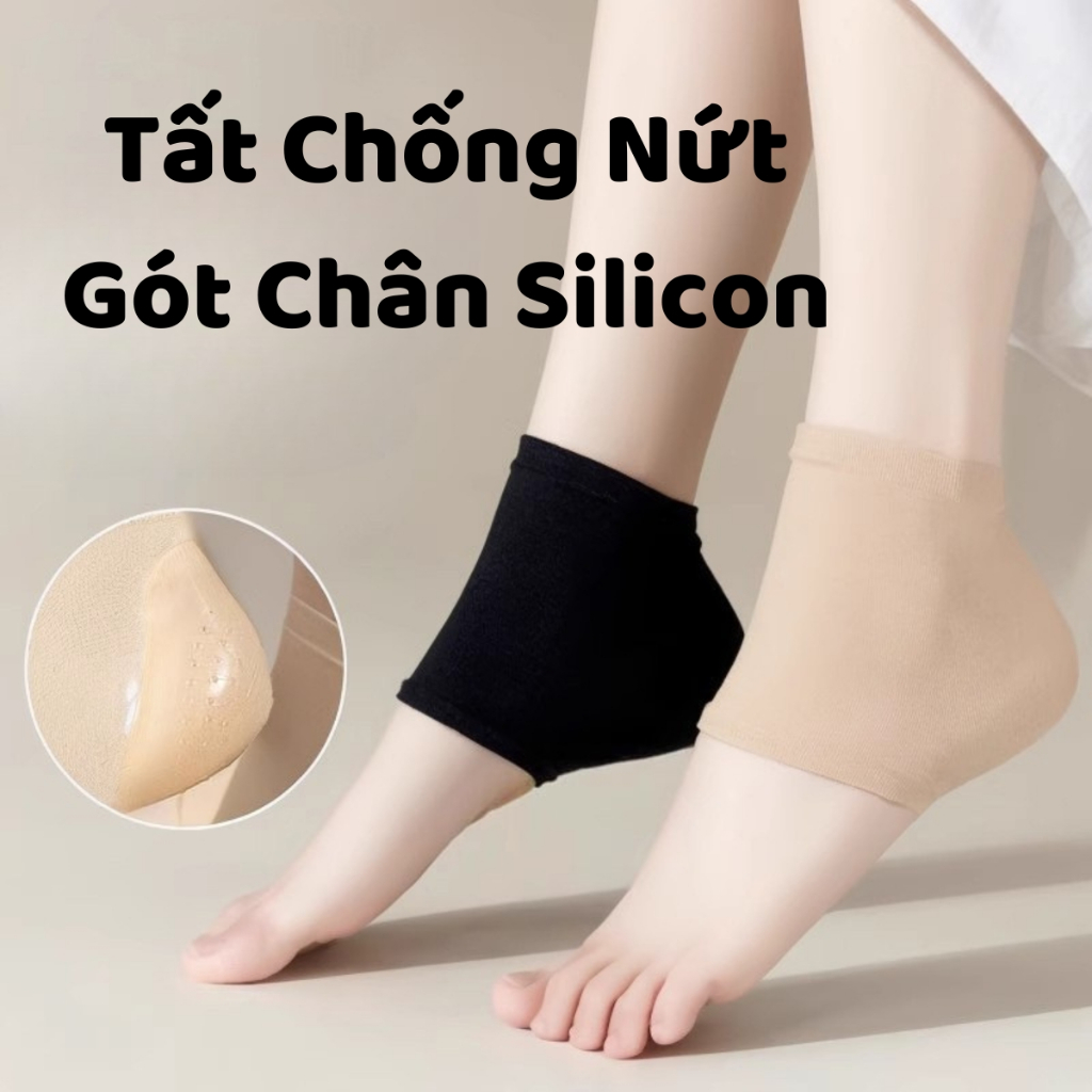 Tất Chống Nứt Gót Chân Silicon, Vớ Silicon Ủ Mềm Da, Tất Vớ Có Đệm Chống Viêm Cân Gan Bàn Chân