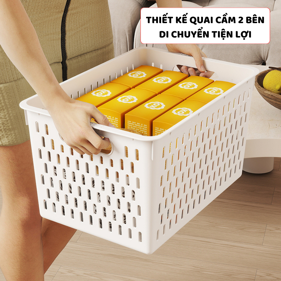 Khay Nhựa Đựng Đồ Đa Năng Hình Chữ Nhật, Rổ Nhựa Đựng Đồ Màu Trắng 4 Kích Thước Q032 | BigBuy360 - bigbuy360.vn