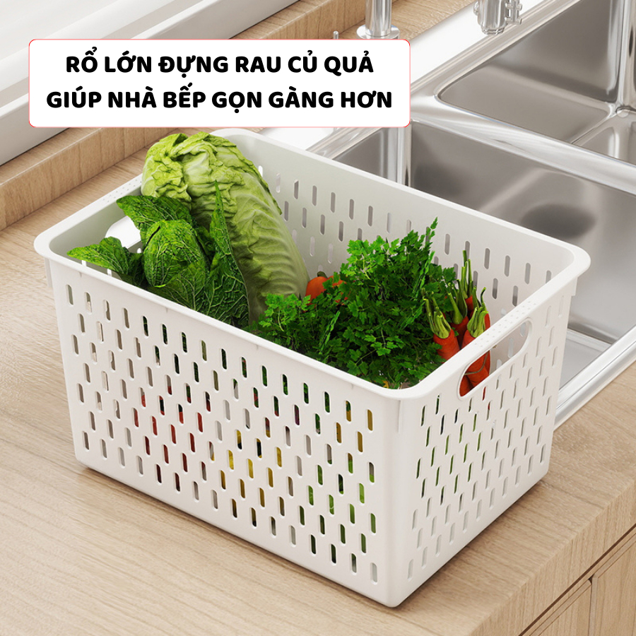 Khay Nhựa Đựng Đồ Đa Năng Hình Chữ Nhật, Rổ Nhựa Đựng Đồ Màu Trắng 4 Kích Thước Q032 | BigBuy360 - bigbuy360.vn