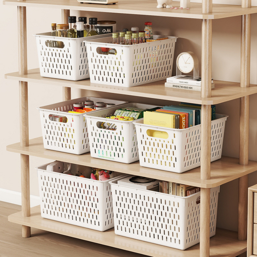 Khay Nhựa Đựng Đồ Đa Năng Hình Chữ Nhật, Rổ Nhựa Đựng Đồ Màu Trắng 4 Kích Thước Q032 | BigBuy360 - bigbuy360.vn