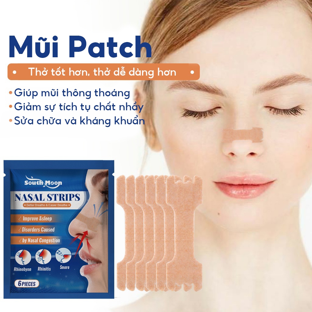 South Moon Miếng dán ngừng ngáy giảm nghẹt mũi khó thở ngừng ngáy thông thoáng khí chống khuẩn 6pcs