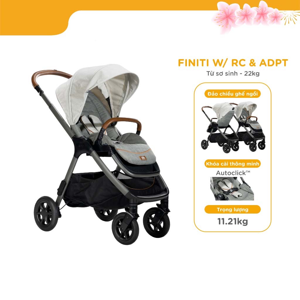 Xe đẩy cho bé Joie Finiti W/ RC & ADPT | Xe đẩy em bé gấp gọn có thể đảo chiều ghế ngồi dễ dàng di c