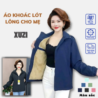 Áo khoác gió lót lông cho mẹ , áo khoác gió dù trung niên nữ vải gió tráng bạc kháng nước dày dặn giữ ấm cơ thể mùa đông