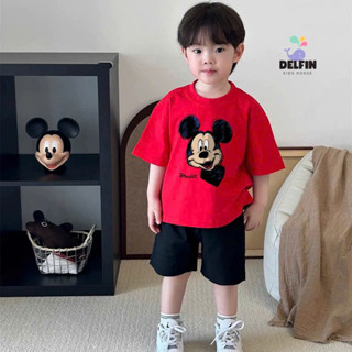 Áo thun bé trai in Mickey Delfikid House, áo thun bé trai vải cotton chính phẩm 100% cho bé từ 10-30kg