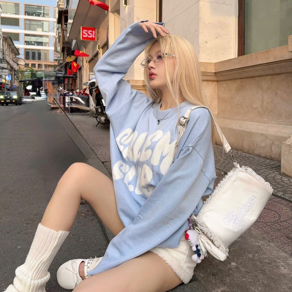 Áo len tay dài CALEM CLUB JUMPER chất len dệt kim Premium cổ tròn form rộng unisex nam nữ thu đông | BigBuy360 - bigbuy360.vn