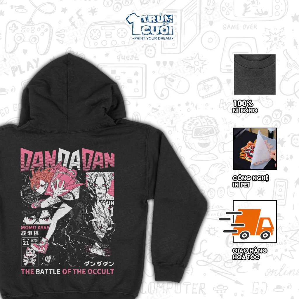 Áo hoodie Dandadan - The Battle Of The Occult, Trùm Cuối Manga Anime, Nỉ Bông 100% Unisex nam nữ 045