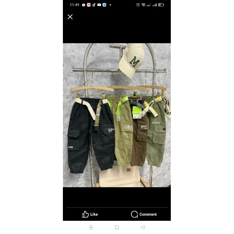 Quần áo trẻ em, Quần thô kaki túi hộp hiphop  bé trai