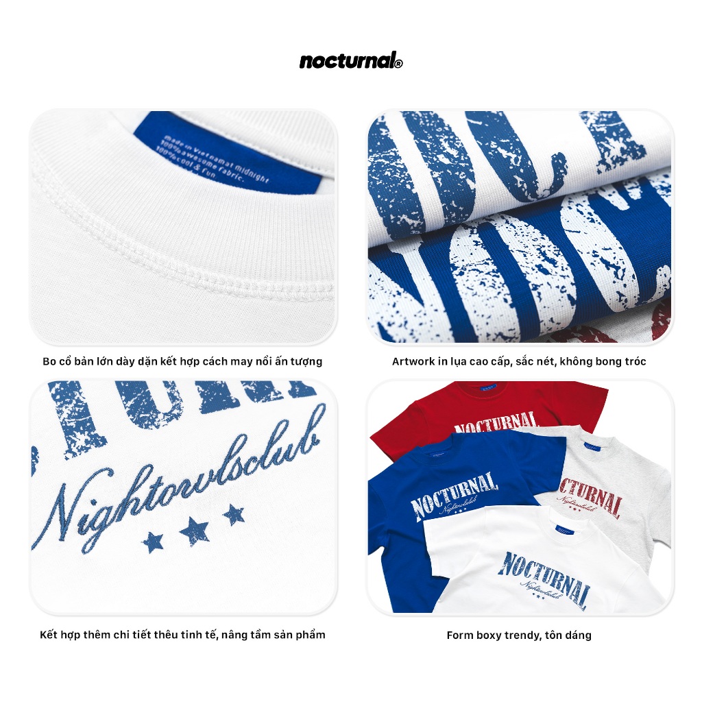 Áo Thun In Form Boxy NOCTURNAL Retro Boxy Tee Cotton 100% Nam Nữ Unisex Localbrand | BigBuy360 - bigbuy360.vn