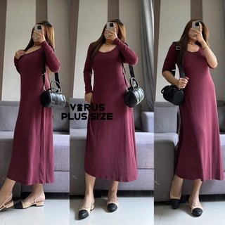 [virusplussize]đầm mango xịn bigsize thun gân midi