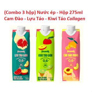   Combo 3 hộp  Nước ép Cam Đào - Kiwi Táo - Lựu Táo Collagen Vinamilk 275ml 