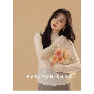  Áo giữ nhiệt cổ leo họa tiết hoa nhí Áo ren xốp mỏng cổ cao viền sóng phối đồ cực xinh chuẩn hãng 