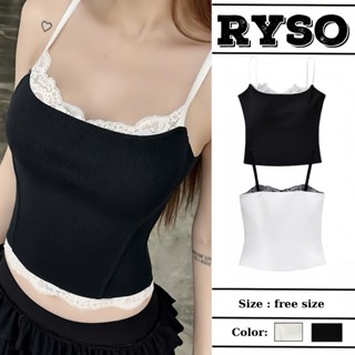 Áo 2 Dây Phối Ren Tank Top , Áo Hai Dây Dáng Ôm 2s Hở Cổ Đáy Cong Quyến Rũ Viền Ren RYSO